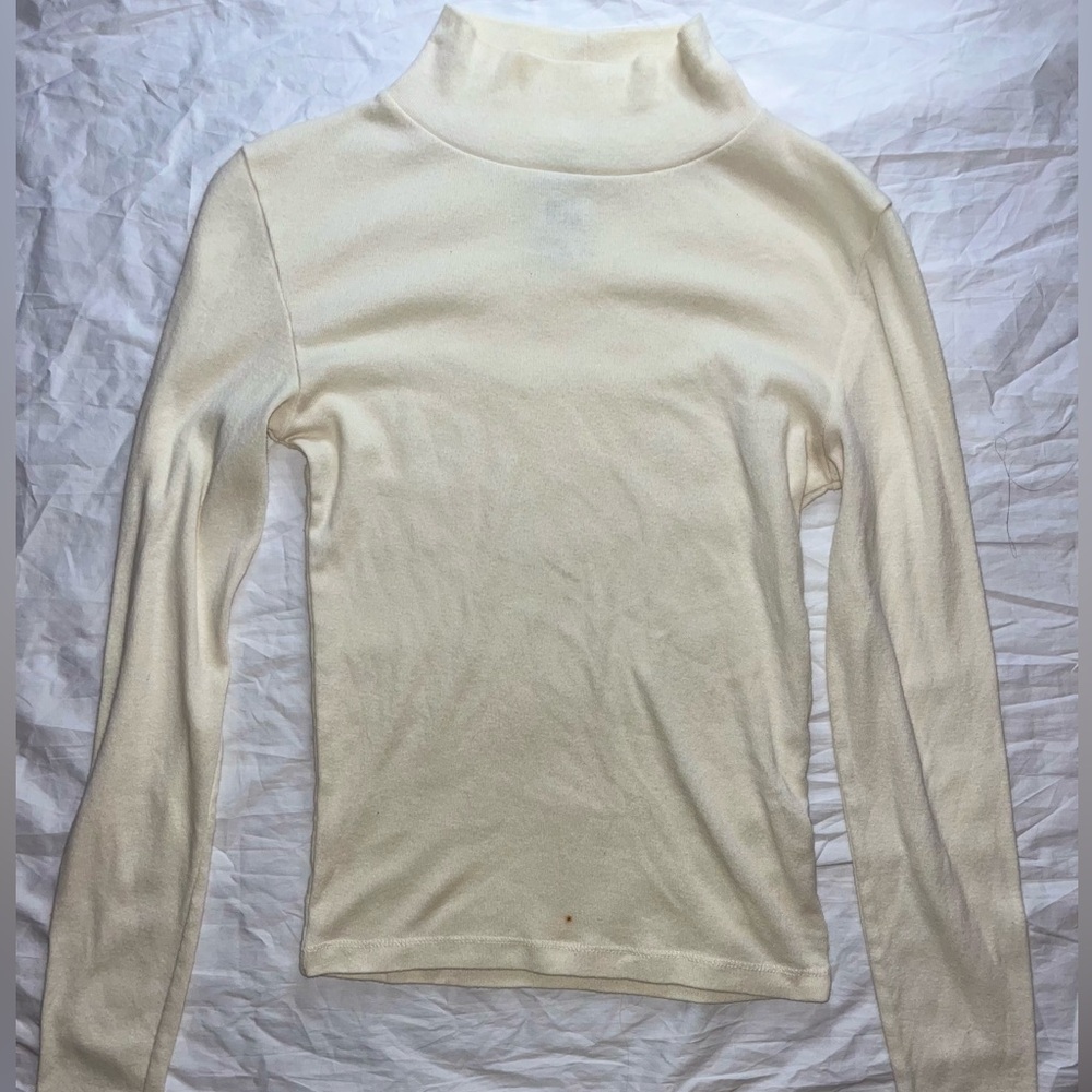 BDG Small Cream Long Sleeve Mockneck Top